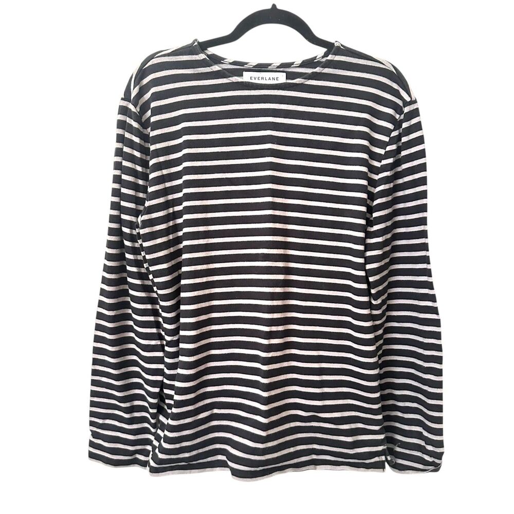 EVERLANE The Mariner Striped Long Sleeve Black/Gray Large‎ - Picture 2 of 5